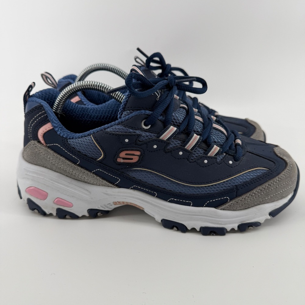 Skechers DLites Fresh Start Navy Blue Pink Sneakers 11947 Womens Size 8.5 - Picture 2 of 10